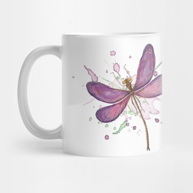 Dragonfly Pink Watercolor by TLSDesigns